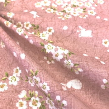 綿ドビープリント　桜うさぎ